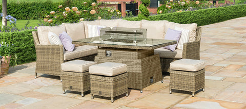 Winchester Corner Dining Set with Firepit  and Rising Table