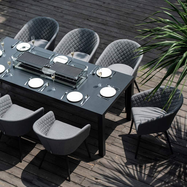 Ambition 8 Seat Rectangular Firepit Dining Set Garden Furniture UK