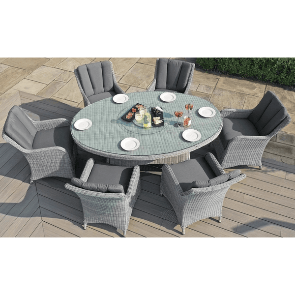 Ascot Oval Dining Set & Weatherproof Cushions Garden Furniture UK