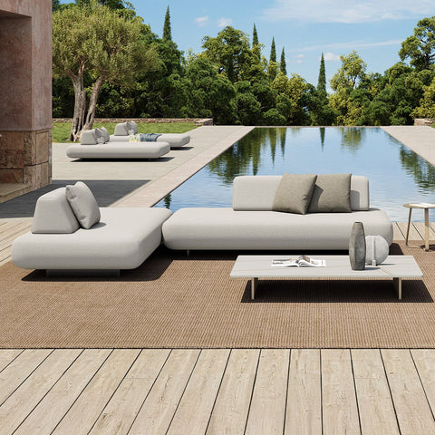 Outdoor Fabric Cannes Small Corner Sofa Set - Pebble - Show model only no table
