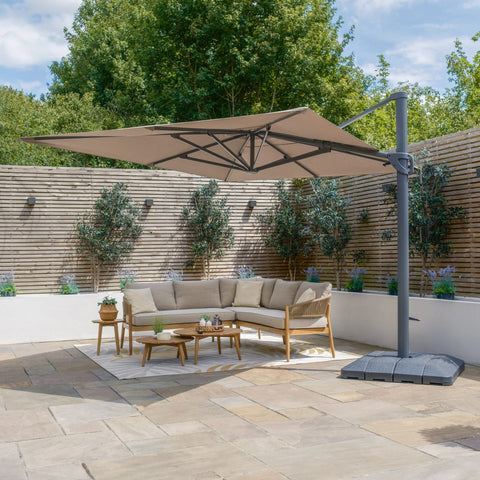 Aramis Solar LED 3m x 4m Rectangular Rotating Cantilever Parasol