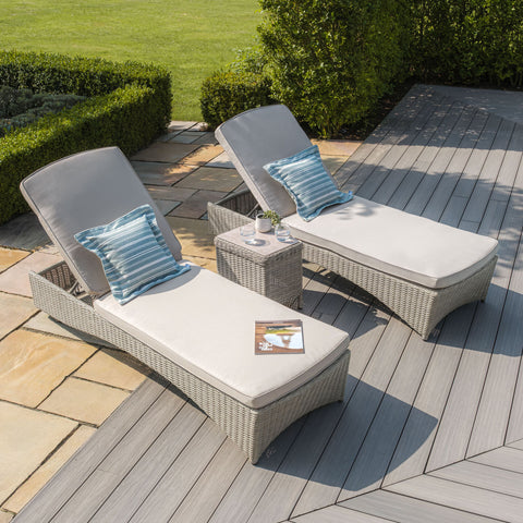 Oxford Rattan Sunlounger Set - Ceramic Glass