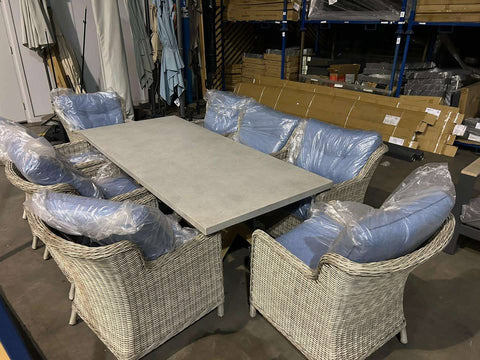 LAGOS 8 SEAT 220x110CM RECTANGULAR LOUNGE DINING SET - EX Display Clearance