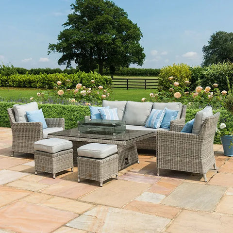 Oxford sofa dining set with fire pit rising table