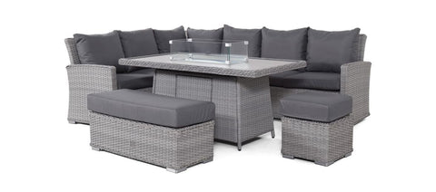 Ascot Rectangular Corner Dining set with Fire pit