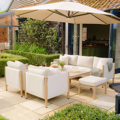 Burford 3 Seat Sofa Dining Set With Rising Table - with Almond cushions