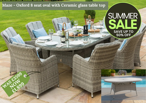 Show Model Oxford  8 seat Oval Dining Set Venice chairs with Ceramic top table and lazy susan