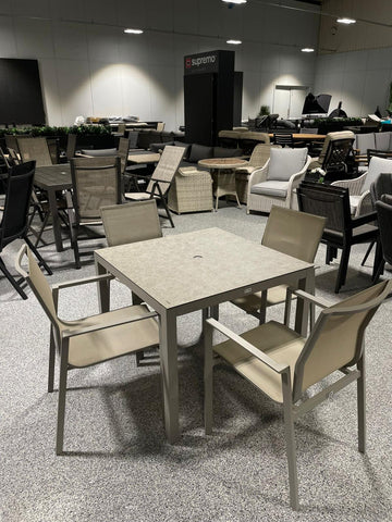 Supremo 4 Seat Square Dining Set With Ceramic Table - Ex Display