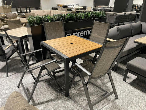 Supremo 4 Seat Square Dining Set Reclining Chairs - Ex Display