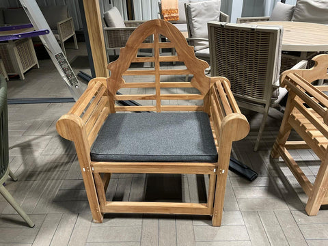 Supremo Teak Church Single Bench With Cushion - Ex Display