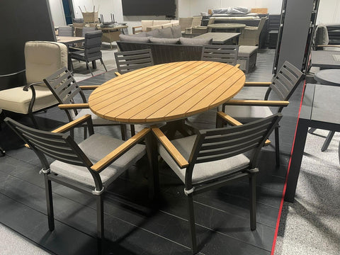 Supremo Oval 6 Seat Dining Set with Wooden Effect Table Top - Ex Display