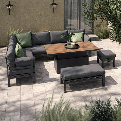 Oslo Corner Group with Teak Rising Table