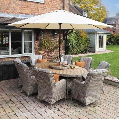 Supremo Lyra 8 Seat Oval Dining Set with Lazy Suzan and Wood Effect Table Top