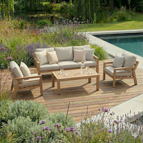 New York 3 Seater Sofa Set Wooden Effect - EX DISPLAY