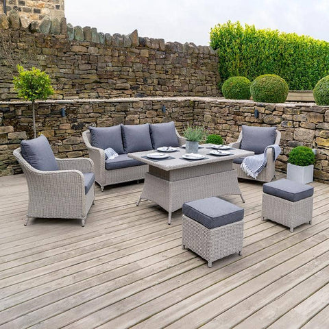 Stone Grey Antigua Lounge Set with Adjustable Ceramic Top Table - Casual Dining - Pacific Lifestyle - Garden Furniture UK