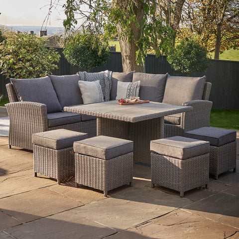 Pacific Lifestyle Barbados Square Corner Seating Set with Ceramic Top - Slate Grey