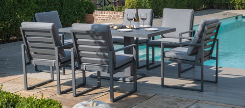 Amalfi 6 Seat Rectangular Dining Set - With Rising Table - Grey