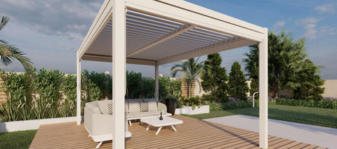 Pergola 3m x 4m  With 4 Drop Sides & LED Lighting - White