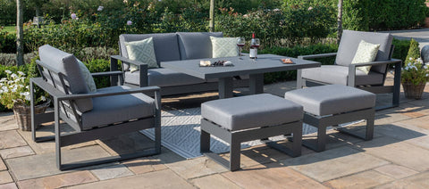 Amalfi 2 Seat Sofa Set with Rising Table - Grey - Outdoor Sofa - Maze Rattan - Garden Furniture UK