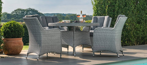 Ascot 4 Seat Round Dining Set - With Weatherproof Cushions - Garden Furniture - Maze Rattan - Garden Furniture UK