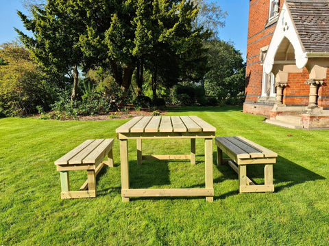 BUTCHERS TABLE SET -(CVBT102) - Garden Furniture - Churnet Valley - Garden Furniture UK