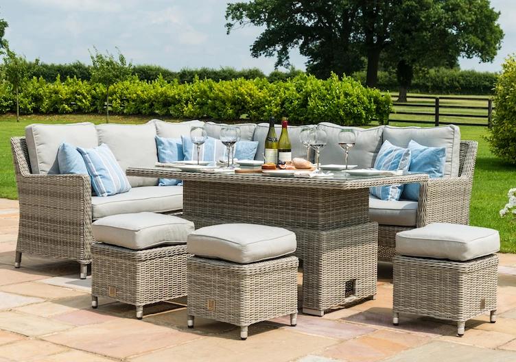 Rattan corner sofa with rising table and cheap ice bucket