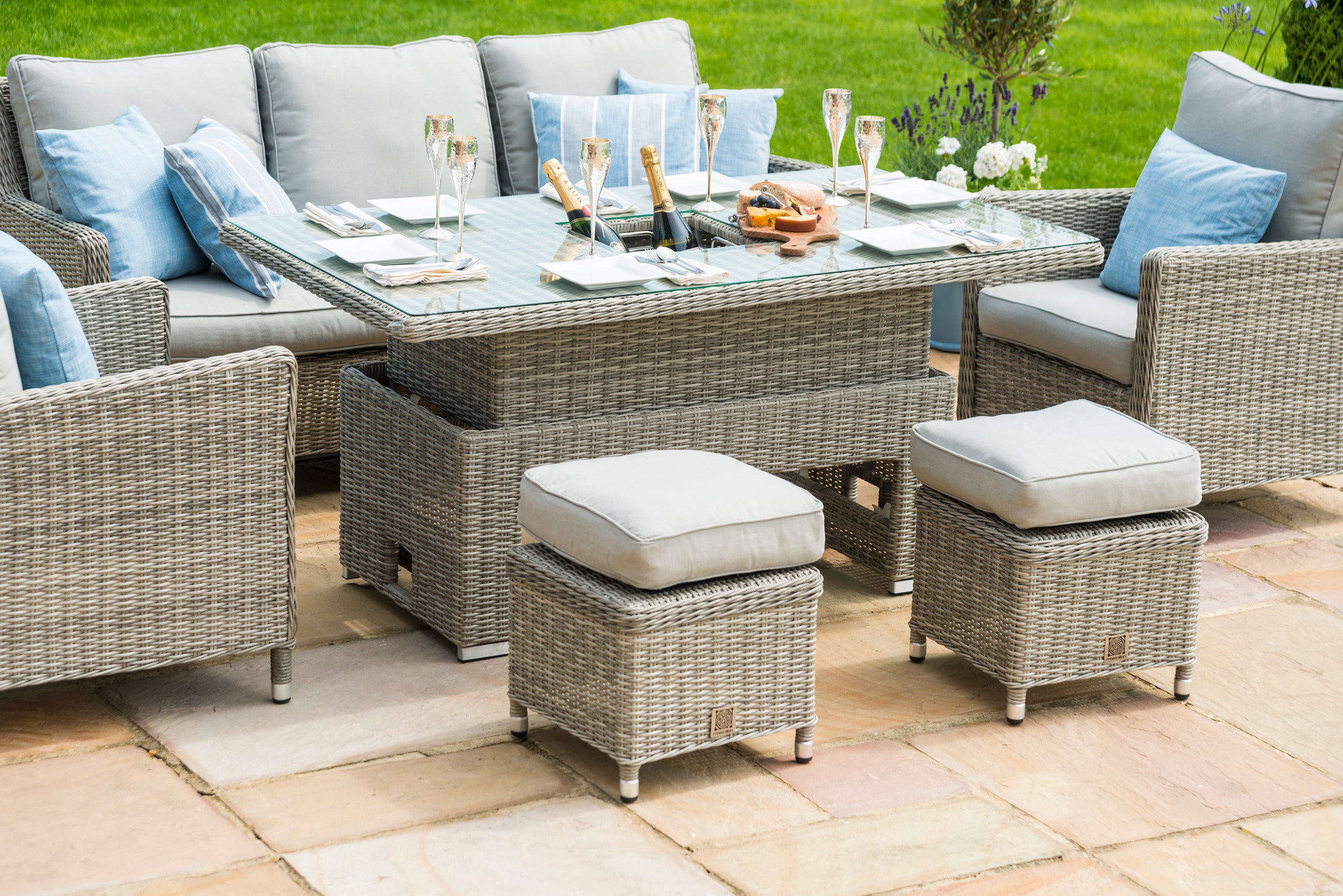 Oxford Sofa Dining Set and Rising Table Garden Furniture UK