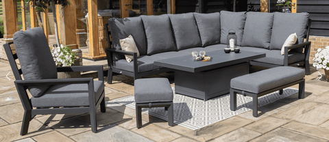 Manhattan Reclining Corner Dining Set  with Arm chair - With Rising Table - Casual Dining - Maze Rattan - Garden Furniture UK