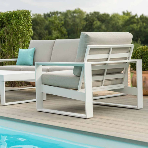 Amalfi 2 Seat Sofa Set White with Square Fire Pit Table - Outdoor Sofa - Maze Rattan - Garden Furniture UK